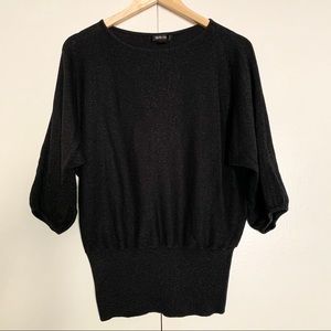 Black Shimmer Knit Sweater Top